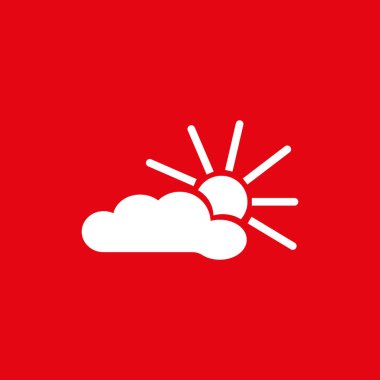 Güneş ve bulut düz simgesi, vektör çizim 