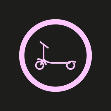 küçük çocuk scooter düz simgesi, vektör, illüstrasyon 