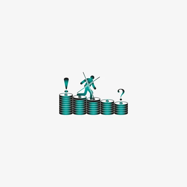 Man Running Coins Stacks Icon — Stock Vector