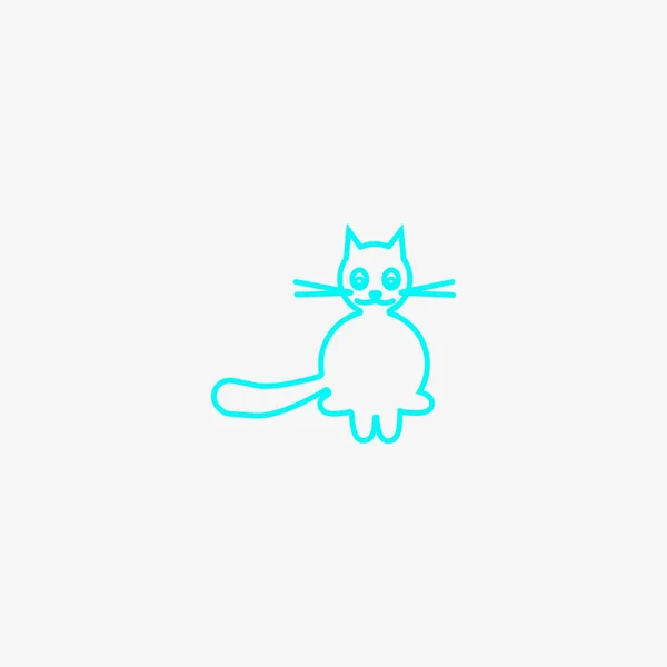 Minimalistic Vector Icon Funny Friendly Cat — Stock Vector