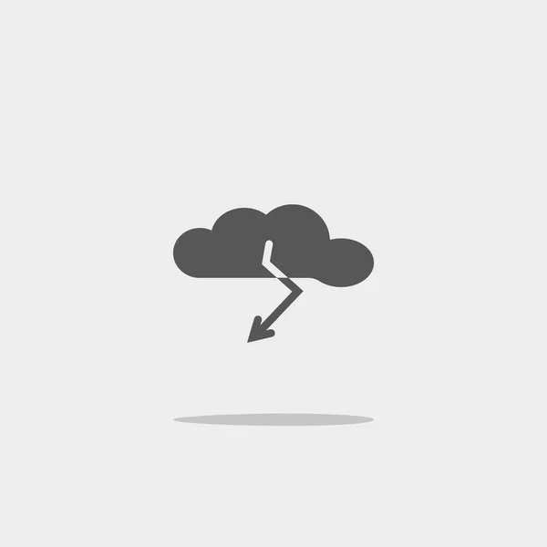 Nube Con Icona Piatta Fulmine Vettore Illustrazione — Vettoriale Stock