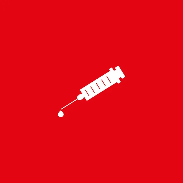 Syringe Met Vaccin Drop Minimalistische Vector Icon — Stockvector