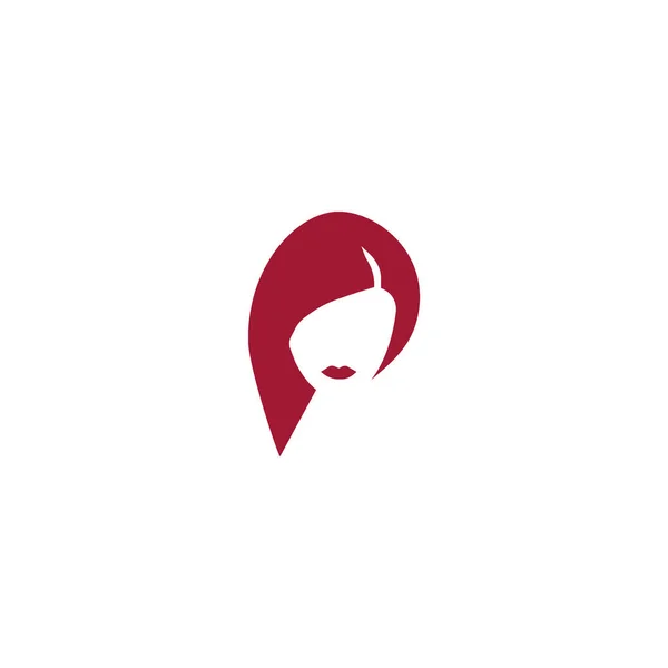 Icono Vectorial Minimalista Cabeza Femenina Con Peinado Largo — Vector de stock