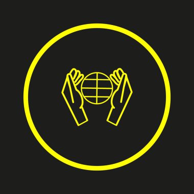 Dünya, insan elleriyle kaydetmek çevre basit simge vektör çizim 