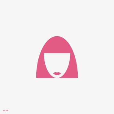 kadın baş kısa saç modeli ile minimalist vektör simgesi
