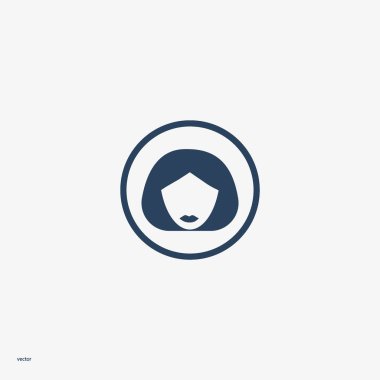 kadın baş kısa saç modeli ile minimalist vektör simgesi