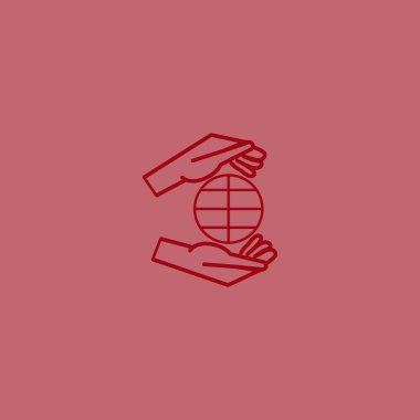 Dünya, insan elleriyle kaydetmek çevre basit simge vektör çizim 