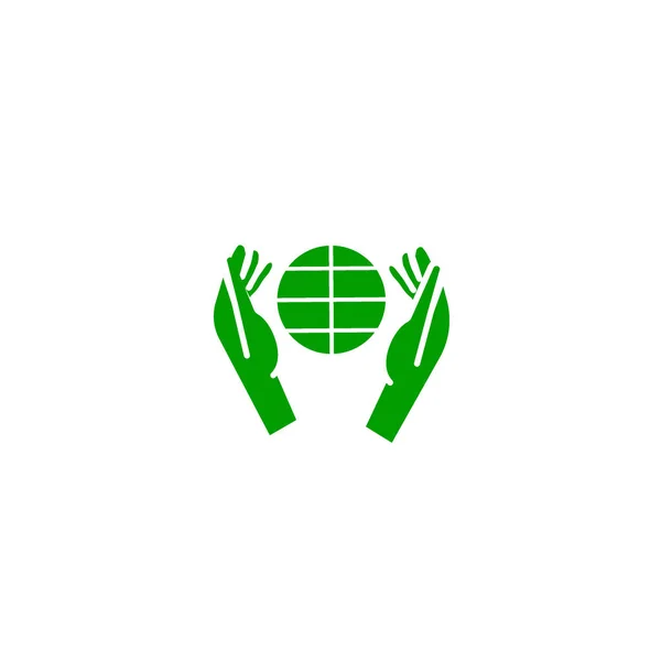 Emberi Kéz Globe Megment Környezet Egyszerű Ikon Vektoros Illusztráció — Stock Vector
