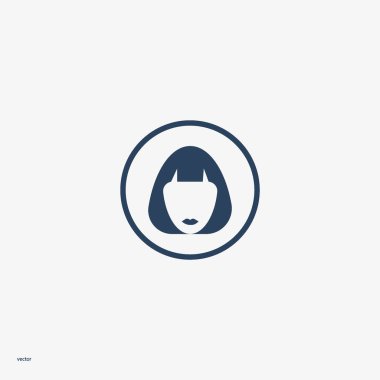 kadın baş kısa saç modeli ile minimalist vektör simgesi