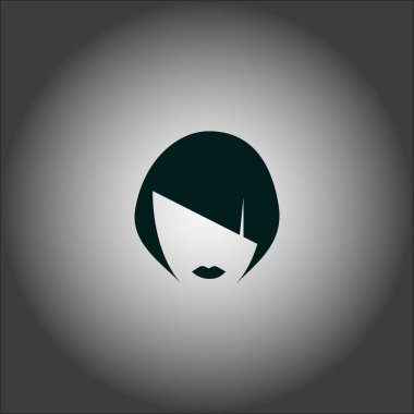 kadın baş kısa saç modeli ile minimalist vektör simgesi