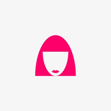 kadın baş kısa saç modeli ile minimalist vektör simgesi