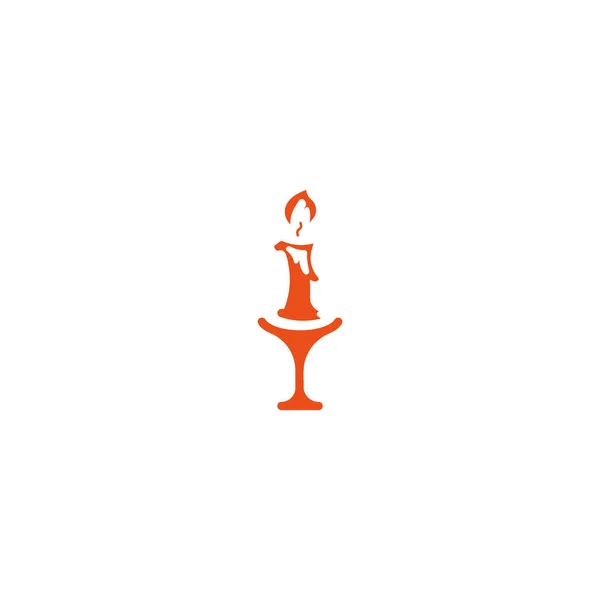 Minimalistic Lit Candle Vector Icon — Stock Vector