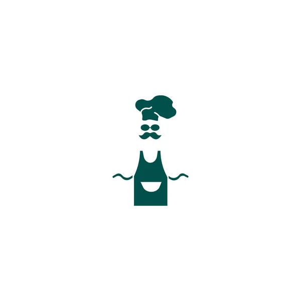Silhouette Chef Chapeau Tablier Icône — Image vectorielle