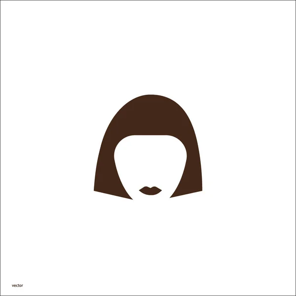 Icône Vectorielle Minimaliste Tête Féminine Avec Coiffure Courte — Image vectorielle