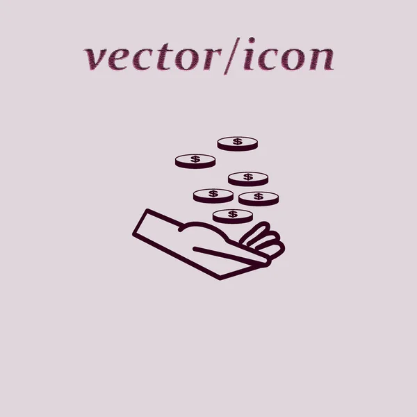 Mano Con Monedas Icono Plano Vector Ilustración Concepto Caridad — Vector de stock