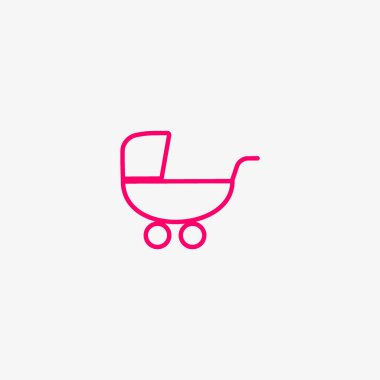 Çocuk arabası düz stil ikonu, vektör çizim  