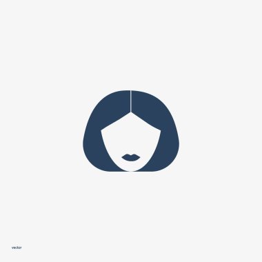 kadın baş kısa saç modeli ile minimalist vektör simgesi