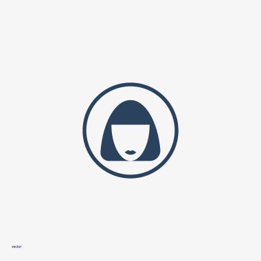 kadın baş kısa saç modeli ile minimalist vektör simgesi