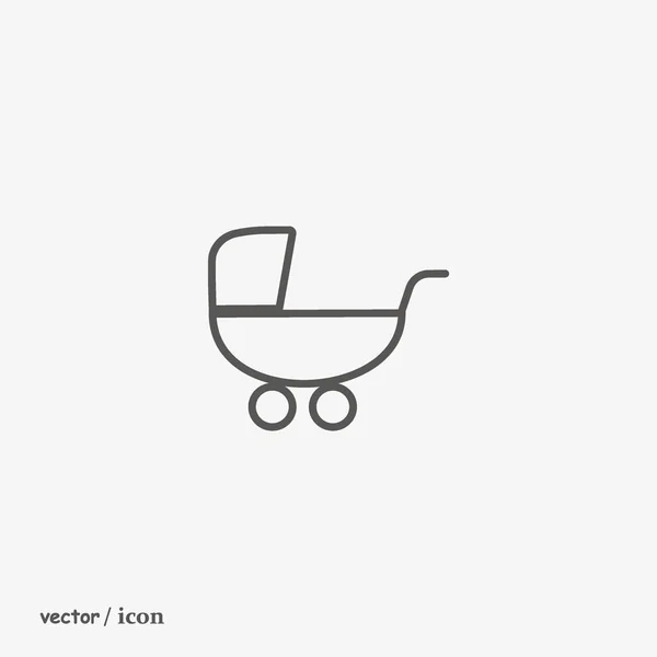 Pram Flat Style Icon Vector Illustration — Stock Vector