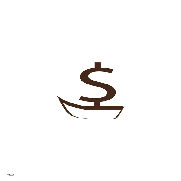 Bateau Avec Voile Signe Dollar Illustration Vectorielle — Image vectorielle