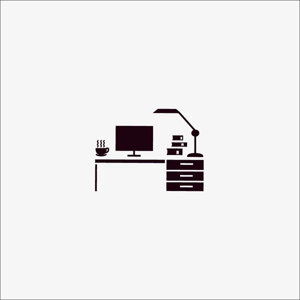 Table Bureau Avec Ordinateur Lampe — Image vectorielle