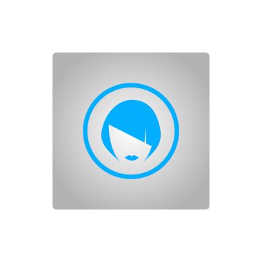 kadın baş kısa saç modeli ile minimalist vektör simgesi