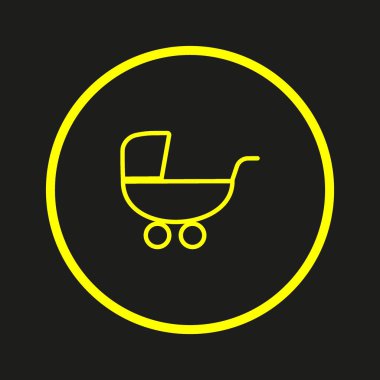 Çocuk arabası düz stil ikonu, vektör çizim  