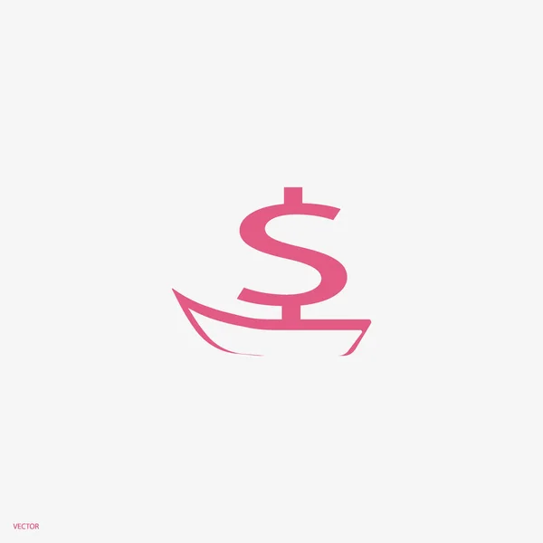 Barco Con Signo Dólar Vela Vector Ilustración — Archivo Imágenes Vectoriales