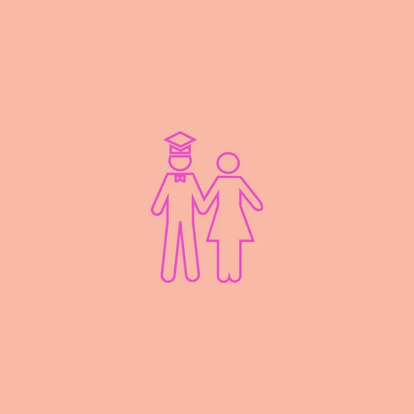 Minimalistische Vector Pictogram Van Bachelor Man Vrouw Samen — Stockvector