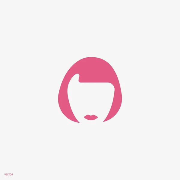 Icône Vectorielle Minimaliste Tête Féminine Avec Coiffure Courte — Image vectorielle