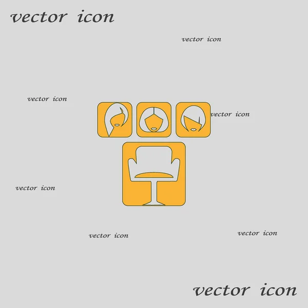 Illustration Vectorielle Minimaliste Chaise Coiffeur Diverses Coiffures — Image vectorielle