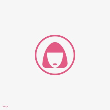 kadın baş kısa saç modeli ile minimalist vektör simgesi