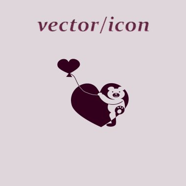 Cute bear with heart balloon vector illustration clipart