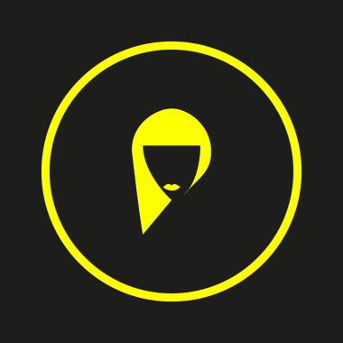 kadın kafa uzun saç modeli ile minimalist vektör simgesi