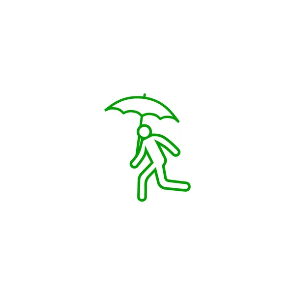 Vector Illustration Icon Running Man Umbrella — Stock Vector