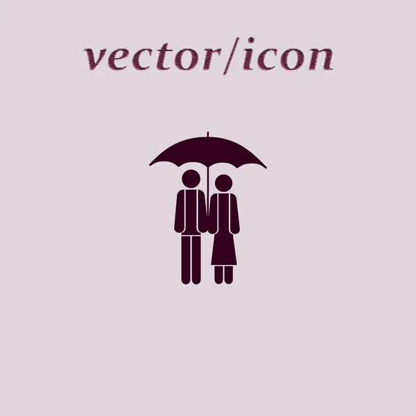 Couple Amour Avec Parapluie Icône Plate Vecteur Illustration Concept Mariage — Image vectorielle