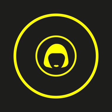 kadın baş kısa saç modeli ile minimalist vektör simgesi