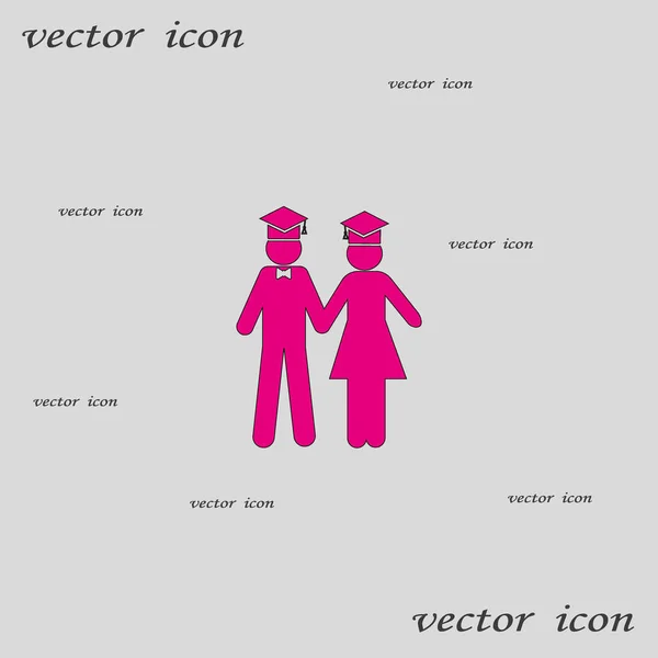 Vector Pictogram Van Man Vrouw Bacheloropleidingen Hoeden — Stockvector