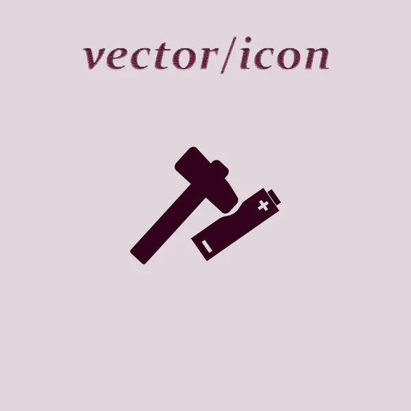 Hammer Und Akku Symbol Vektor Illustration — Stockvektor