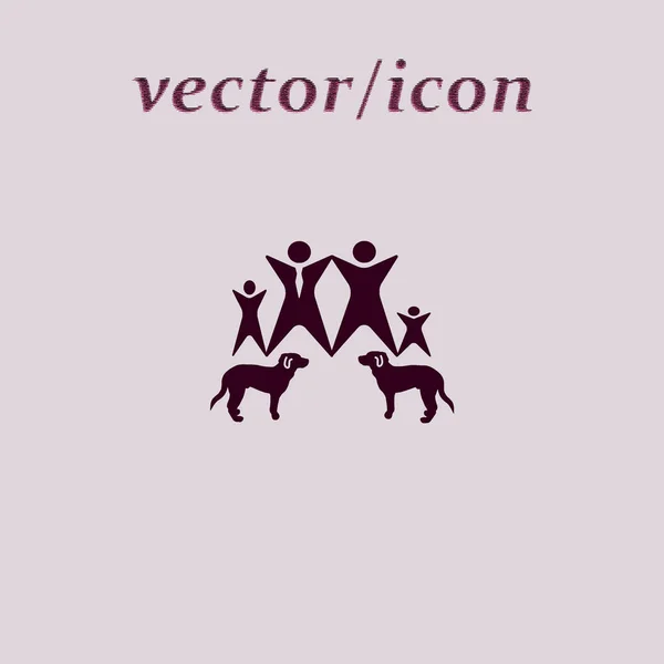 Famille Avec Chien Icône Web Illustration Vectorielle — Image vectorielle