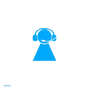 kulaklık yassı simgesi, vektör, illüstrasyon 