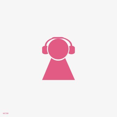 kulaklık düz simgesi, vektör, illüstrasyon