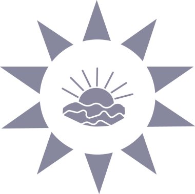 Sunset Bulvarında deniz dalgaları düz stil ikonu, vektör çizim 