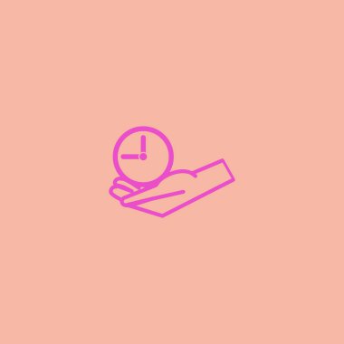 Saat minimalist vektör simgesi tutan el