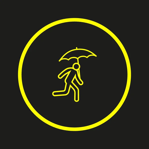 Vector Illustration Icon Running Man Umbrella — Stock Vector