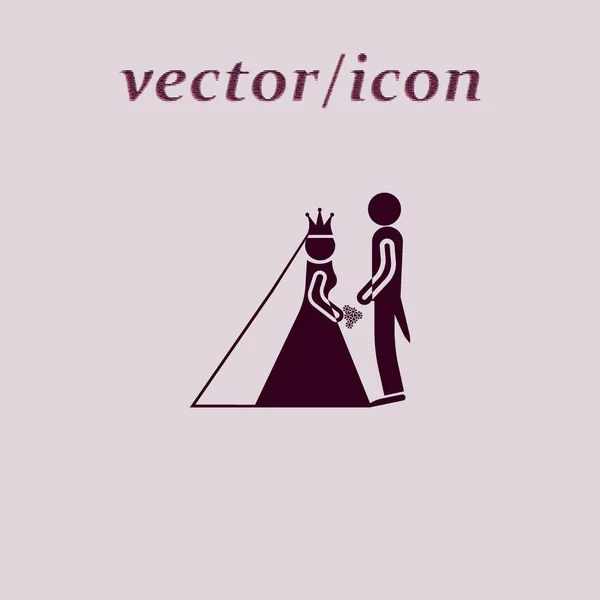 Pareja Amor Icono Plano Vector Ilustración Concepto Boda — Vector de stock
