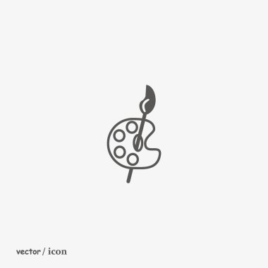 Ressam paleti fırça düz simgesi, vektör, illüstrasyon 