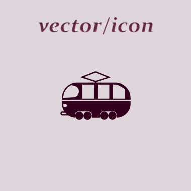 Tramvay düz simgesi, vektör çizim