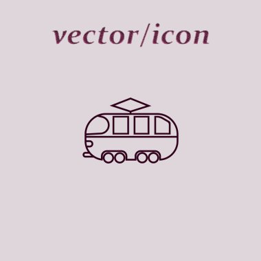 Tramvay düz simgesi, vektör çizim