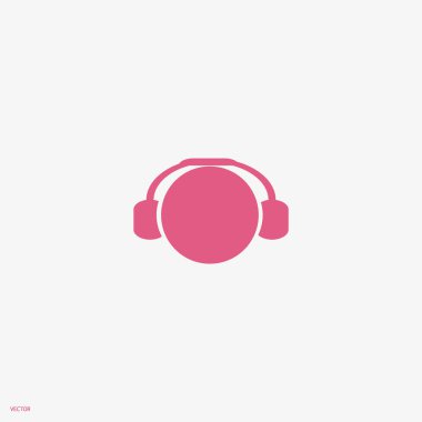 kulaklık yassı simgesi, vektör, illüstrasyon 